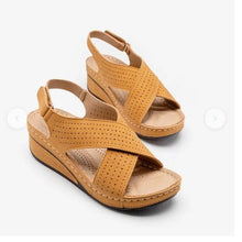 Load image into Gallery viewer, Women Sandals New Summer Shoes Woman Sewing Hollow Out  Casual Leather Comfortable Retro Sandals Cutout Leather Crisscross Open Toe Women Casual Summer Platform Walking Shoes
