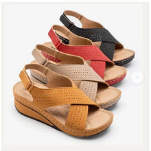 Load image into Gallery viewer, Women Sandals New Summer Shoes Woman Sewing Hollow Out  Casual Leather Comfortable Retro Sandals Cutout Leather Crisscross Open Toe Women Casual Summer Platform Walking Shoes
