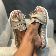 Load image into Gallery viewer, Women Sandals Platform Shoes Bow Summer Sandals Slipper Indoor Outdoor Flip-Flops Beach Shoes High Heeled Bow-Knot Platform Modern Comfy High Heel Beach Sandals
