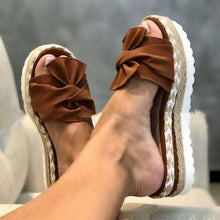 Load image into Gallery viewer, Women Sandals Platform Shoes Bow Summer Sandals Slipper Indoor Outdoor Flip-Flops Beach Shoes High Heeled Bow-Knot Platform Modern Comfy High Heel Beach Sandals
