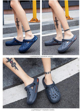 Load image into Gallery viewer, Women Sandals Summer Hole Shoes Rubber Clogs Garden Shoes Black Beach Flat Sandals Garden Shoes Sandals Lightweight Slip On Classic Adjustable Outdoor Walking Clogs

