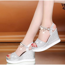 Load image into Gallery viewer, Women Sandals Summer Platform Sandals Buckle Strap Peep Toe Thick Bottom Modern Espadrille Sandals Platform Cross Buckle Strap Slingback Summer Open Toe Shoes
