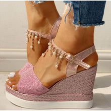 Load image into Gallery viewer, Women Sandals Summer Platform Sandals Buckle Strap Peep Toe Thick Bottom Modern Espadrille Sandals Platform Cross Buckle Strap Slingback Summer Open Toe Shoes
