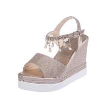 Load image into Gallery viewer, Women Sandals Summer Platform Sandals Buckle Strap Peep Toe Thick Bottom Modern Espadrille Sandals Platform Cross Buckle Strap Slingback Summer Open Toe Shoes
