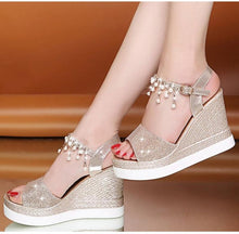 Load image into Gallery viewer, Women Sandals Summer Platform Sandals Buckle Strap Peep Toe Thick Bottom Modern Espadrille Sandals Platform Cross Buckle Strap Slingback Summer Open Toe Shoes
