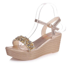Load image into Gallery viewer, Women Sandals Summer Platform Sandals Buckle Strap Peep Toe Thick Bottom Modern Espadrille Sandals Platform Cross Buckle Strap Slingback Summer Open Toe Shoes
