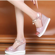 Load image into Gallery viewer, Women Sandals Summer Platform Sandals Buckle Strap Peep Toe Thick Bottom Modern Espadrille Sandals Platform Cross Buckle Strap Slingback Summer Open Toe Shoes
