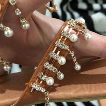 Load image into Gallery viewer, Women Sandals Summer Shoes Flat Pearl Sandals Comfortable String Slippers Women Casual Sandals For Women Casual T Strap Dress Sandals Summer Open Toe Shoes
