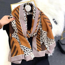 Load image into Gallery viewer, Women Scarf Leopard Print Cotton Large Size Scarfs For Winter Shawls Winter Warm Casual Wear For Women Lovely Floral Tassel Cotton ab Shawls Lady Silk Wraps Scarves
