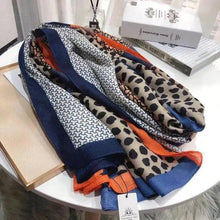 Load image into Gallery viewer, Women Scarf Leopard Print Cotton Large Size Scarfs For Winter Shawls Winter Warm Casual Wear For Women Lovely Floral Tassel Cotton ab Shawls Lady Silk Wraps Scarves

