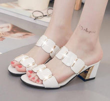 Load image into Gallery viewer, Women Square Heels Summer Sandals Open Toe Multi Colors Shoes Cute Sandals Flip Flops Slip On Fashion Wedding Dress Chunky Block Heels Open Back High Heel Slide Slipper
