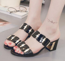 Load image into Gallery viewer, Women Square Heels Summer Sandals Open Toe Multi Colors Shoes Cute Sandals Flip Flops Slip On Fashion Wedding Dress Chunky Block Heels Open Back High Heel Slide Slipper
