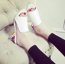 Load image into Gallery viewer, Women Square Heels Summer Sandals Open Toe Multi Colors Shoes Cute Sandals Flip Flops Slip On Fashion Wedding Dress Chunky Block Heels Open Back High Heel Slide Slipper
