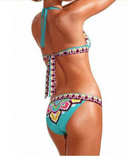 Load image into Gallery viewer, Women Summer Beautiful Print Swimsuit Bikini Set  Women's Solid Halter Padded Push Up Bikini Set Two Pieces Swimsuit Swimwear Bathing Suit Push-up Bandage Swimming Costume Bathing Suit Fashion Beachwear
