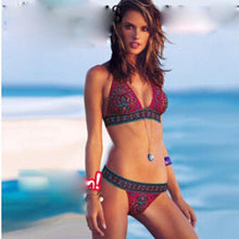 Load image into Gallery viewer, Women Summer Beautiful Print Swimsuit Bikini Set  Women's Solid Halter Padded Push Up Bikini Set Two Pieces Swimsuit Swimwear Bathing Suit Push-up Bandage Swimming Costume Bathing Suit Fashion Beachwear
