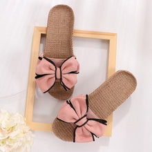 Load image into Gallery viewer, Women Summer Casual Slides Comfortable Slippers Striped Bow Linen Flip Flops Platform Sandals Unisex Linen Summer Beach Shoes Lightweight Skidproof Indoor Slippers Home Breathable Sandals
