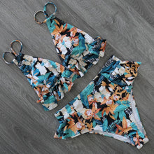 Load image into Gallery viewer, Women Summer High Waist Ruffle Bikini Set Swimwear Women Lady Floral Female Push Up Swimsuit Summer Beach Wear Bikini Pure Color Bikini Charming Ruffled Bra And Bottom Swimsuits
