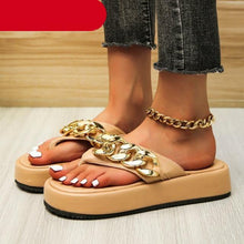Load image into Gallery viewer, Women Summer Newest Fashion Chain Flip-flops Sandal Slippers Shoes Woman Flat Platform Sandals Casual Flat Slippers Slides Shoes Flat Sandals Casual Summer Shoes
