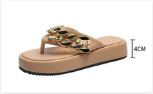 Load image into Gallery viewer, Women Summer Newest Fashion Chain Flip-flops Sandal Slippers Shoes Woman Flat Platform Sandals Casual Flat Slippers Slides Shoes Flat Sandals Casual Summer Shoes
