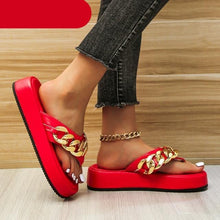 Load image into Gallery viewer, Women Summer Newest Fashion Chain Flip-flops Sandal Slippers Shoes Woman Flat Platform Sandals Casual Flat Slippers Slides Shoes Flat Sandals Casual Summer Shoes

