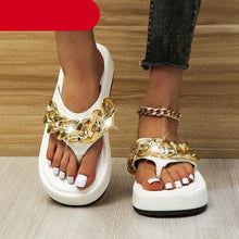 Load image into Gallery viewer, Women Summer Newest Fashion Chain Flip-flops Sandal Slippers Shoes Woman Flat Platform Sandals Casual Flat Slippers Slides Shoes Flat Sandals Casual Summer Shoes
