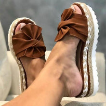 Load image into Gallery viewer, Women Summer Platform Mid Heels Bow Tie Open Toe Fashion Slides Beach Outdoor Shoes Knotted Bow Flat Footbed Sandals For Ladies Open Toe Casual Summer Slide Sandals
