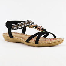 Load image into Gallery viewer, Women Summer Vintage Shoes Sandals Butterfly-knot Rhinestone Slides Elastic Band Sandal Comfort Flats Sandals With Elastic Ankle Strap Casual Rhinestone Shoes Beach Slip On Sandals
