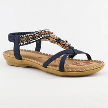 Load image into Gallery viewer, Women Summer Vintage Shoes Sandals Butterfly-knot Rhinestone Slides Elastic Band Sandal Comfort Flats Sandals With Elastic Ankle Strap Casual Rhinestone Shoes Beach Slip On Sandals
