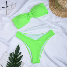 Load image into Gallery viewer, Women Swimsuit Female Bikini Swimwear Women Bikini Set Swimming Suit Bandage Bikini Set Push-Up Swimwear Beachwear Swimsuit  Bathing Suits Off Shoulder High Waist Beachwear Set
