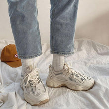 Load image into Gallery viewer, Women Thick Sneakers Fashion Mesh Chunky Sneakers Casual Shoes Autumn Reflective Comfortable Thick Sole White Flats Platform High Lace Up White Sneakers
