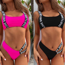 Load image into Gallery viewer, Women  Two Piece Swimsuit Push Up Bikini Swimsuit For Women Two Piece High Waist Crisscross Halter Bikini Letter Printed Bathing Suits 2 Piece Bikini Luxury Bikini Set Sports Swimwear Swimsuit Backless Beachwear Bathing Suit
