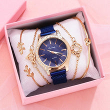 Load image into Gallery viewer, Women Watches New Luxury Fashion Quartz Ladies Watch Clock Rose Gold Diamond Dial Dress Casual Wristwatch Quartz Movement Girls Ladies Wristwatch Big Face Mesh Belt Watch And Bracelet Set
