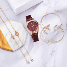 Load image into Gallery viewer, Women Watches New Luxury Fashion Quartz Ladies Watch Clock Rose Gold Diamond Dial Dress Casual Wristwatch Quartz Movement Girls Ladies Wristwatch Big Face Mesh Belt Watch And Bracelet Set
