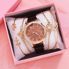 Load image into Gallery viewer, Women Watches New Luxury Fashion Quartz Ladies Watch Clock Rose Gold Diamond Dial Dress Casual Wristwatch Quartz Movement Girls Ladies Wristwatch Big Face Mesh Belt Watch And Bracelet Set
