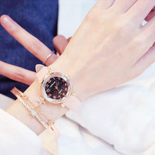 Load image into Gallery viewer, Women Watches Starry Sky Bracelet Set Watch Casual Leather Quartz Wristwatch Fashion Leather Strap Dress Analogy Display Classic Romantic With Jewelry Bracelet Set
