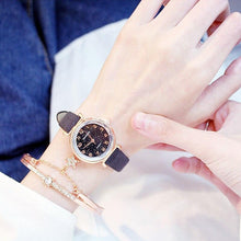 Load image into Gallery viewer, Women Watches Starry Sky Bracelet Set Watch Casual Leather Quartz Wristwatch Fashion Leather Strap Dress Analogy Display Classic Romantic With Jewelry Bracelet Set
