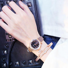Load image into Gallery viewer, Women Watches Starry Sky Bracelet Set Watch Casual Leather Quartz Wristwatch Fashion Leather Strap Dress Analogy Display Classic Romantic With Jewelry Bracelet Set
