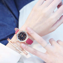 Load image into Gallery viewer, Women Watches Starry Sky Bracelet Set Watch Casual Leather Quartz Wristwatch Fashion Leather Strap Dress Analogy Display Classic Romantic With Jewelry Bracelet Set
