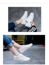 Load image into Gallery viewer, Women White Casual Shoes Casual Women Sneakers Flats Girl Breathble Vulcanized Shoes Lace Up White Casual Style Comfortable Sneakers Eco Leather Street Sneakers
