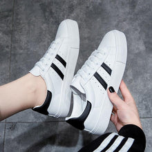 Load image into Gallery viewer, Women White Casual Shoes Casual Women Sneakers Flats Girl Breathble Vulcanized Shoes Lace Up White Casual Style Comfortable Sneakers Eco Leather Street Sneakers
