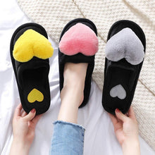 Load image into Gallery viewer, Women Winter Heart Shoes Woman Slides Plush Home Slippers Indoor House Shoes Winter Warm Fur Slippers With Embroidered Heart Details Soft And Warm House Slippers With Cushioned Insole

