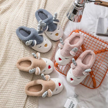 Load image into Gallery viewer, Women Winter Home Slippers Deer Elk Non-Slip Soft Warm House Shoes Men Indoor Bedroom Elk Slippers Warm Animal Slippers Winter Fleece Plush Home Slippers With Non-Skid Rubber Sole
