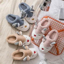 Load image into Gallery viewer, Women Winter Home Slippers Deer Elk Non-slip Soft Warm House Shoes Mens GIrs Indoor Bedroom Couples Floor Footwear Fuzzy House Slippers For Women Durable Furry Bedroom Slipper Lightweight And Non-Slip

