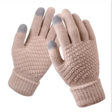 Load image into Gallery viewer, Women Winter Modern Touchscreen Gloves Thicken Warm Knitted Stretch One Size Gloves Full Finger Outdoor Skiing Gloves
