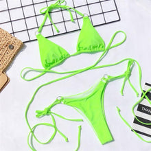 Load image into Gallery viewer, Women Wrap Around String Bikini Female Swimsuit Women Swimwear Women's Straps Halter Cross Front High Cut Adjustable 2 Pieces Bikini Set Swimsuit Two-pieces Lace Up Bikini Set Bathing Swim Suit
