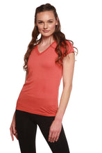 Load image into Gallery viewer, Women's Bamboo Viscose/Cotton V-Neck Cap Sleeve T-Shirt
