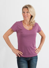 Load image into Gallery viewer, Women's Bamboo Viscose/Cotton V-Neck Cap Sleeve T-Shirt
