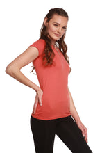 Load image into Gallery viewer, Women's Bamboo Viscose/Cotton V-Neck Cap Sleeve T-Shirt
