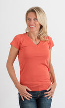 Load image into Gallery viewer, Women's Bamboo Viscose/Cotton V-Neck Cap Sleeve T-Shirt
