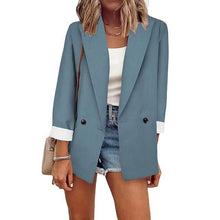 Load image into Gallery viewer, Women's Basic Double Breasted Solid Colored Blazer
